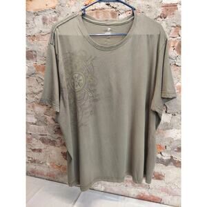 JF J.Ferrar Mens Graphic T-Shirt XXL Olive Green Modern Fit Short Sleeve